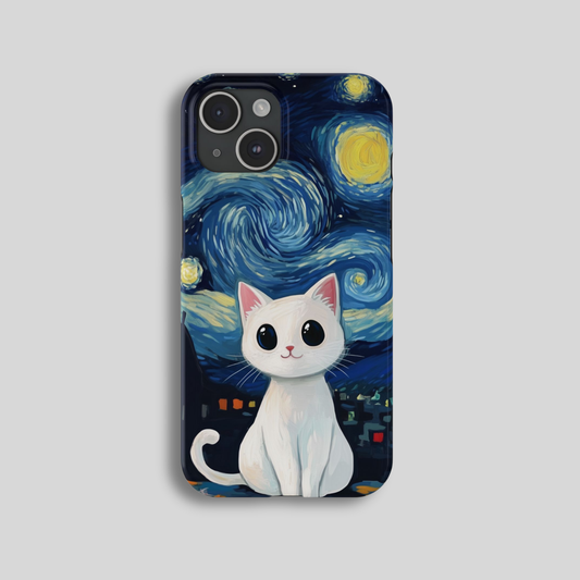 White Cat Van Gogh Case R040